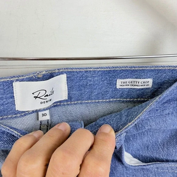 NEW RAILS The Getty Crop High Rise Wide Leg LIGHT INDIGO Patchwork Jean WOMEN 30